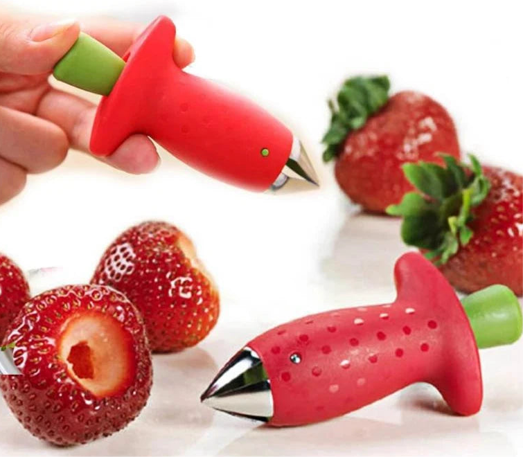 Strawberry Slicer Cutter Strawberry Corer Strawberry Huller Fruit Leaf Stem Remover Salad Cake Tools Kitchen Gadget Accessories
