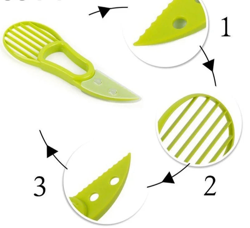 JJYY 3 In 1 Avocado Slicer Shea Corer Butter Fruit Peeler Cutter Pulp Separator Plastic Knife Kitchen Vegetable Tools