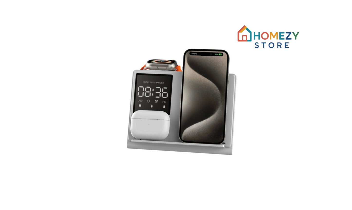 Trending Products Portable 5-in-1 Pixel Animation Foldable Wireless Charger Stand Pad for Mobile Phone Smart Watch Earphone