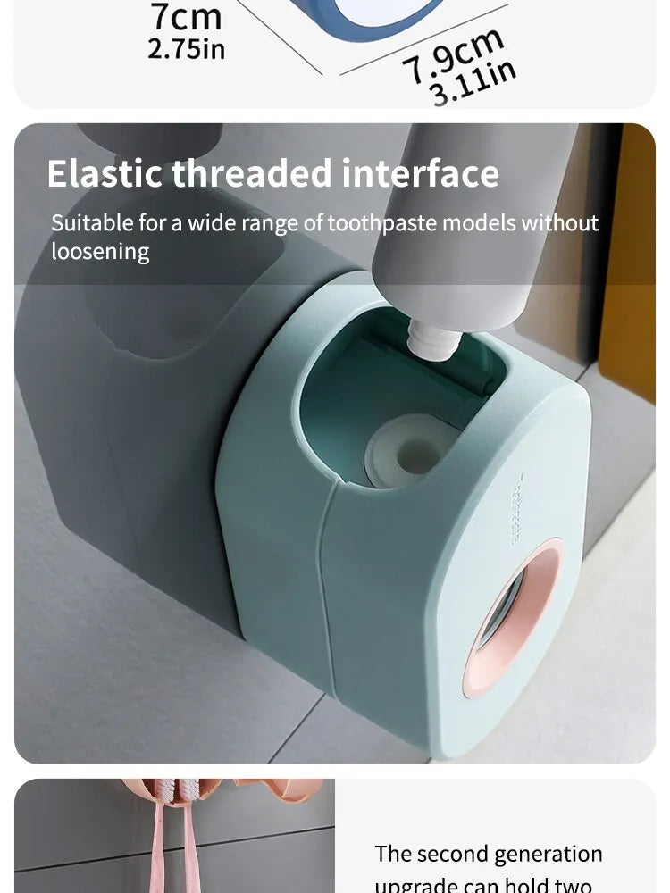 Automatic Toothpaste Squeezer Set Home Wall Bracket Toothbrush Holder Dust-proof Wall-mounted Toothpaste Squeezer