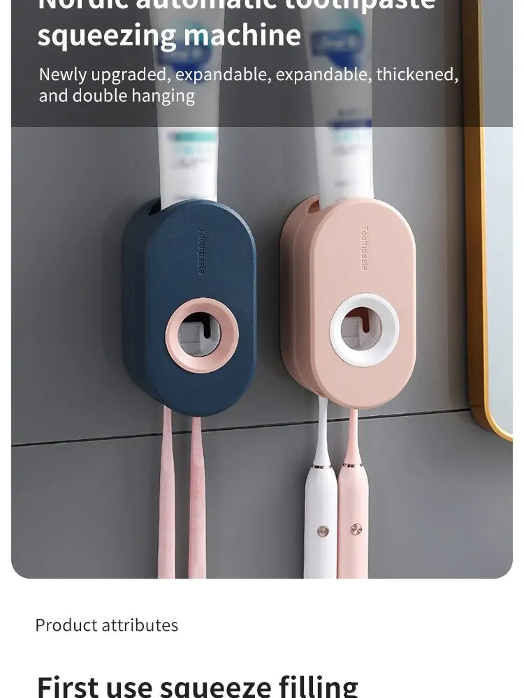 Automatic Toothpaste Squeezer Set Home Wall Bracket Toothbrush Holder Dust-proof Wall-mounted Toothpaste Squeezer