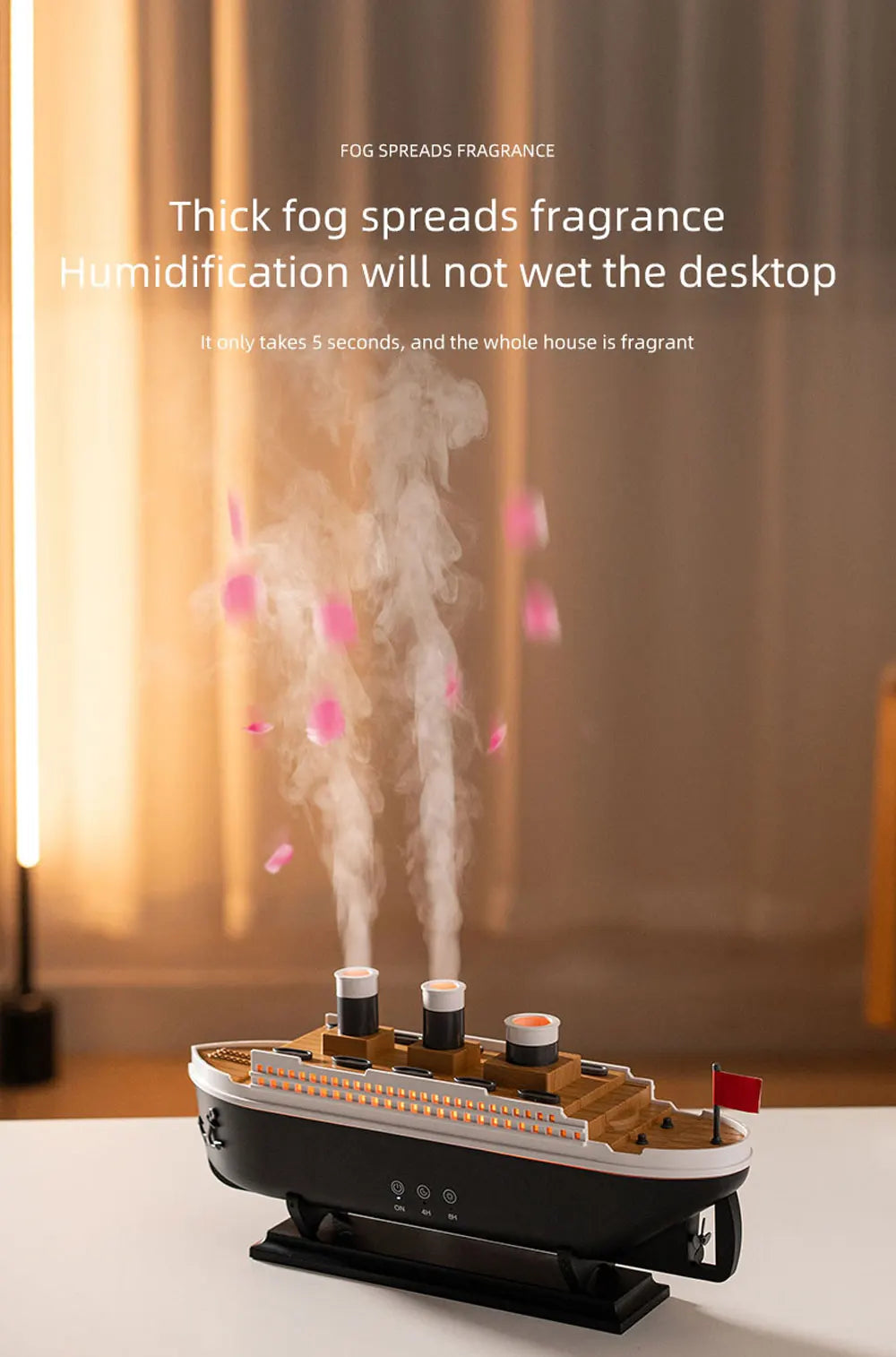 Titanic Ship Model Decoration Air Humidifier 250ml Essential Oil Diffuser Jellyfish Smoke Ring Spray Aroma Diffuser For Home