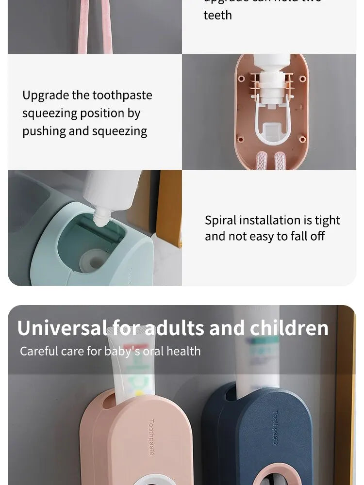 Automatic Toothpaste Squeezer Set Home Wall Bracket Toothbrush Holder Dust-proof Wall-mounted Toothpaste Squeezer