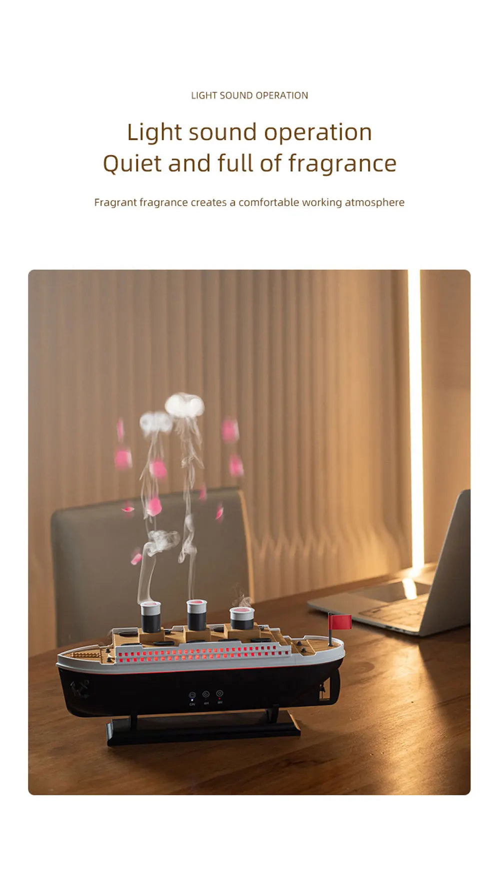 Titanic Ship Model Decoration Air Humidifier 250ml Essential Oil Diffuser Jellyfish Smoke Ring Spray Aroma Diffuser For Home