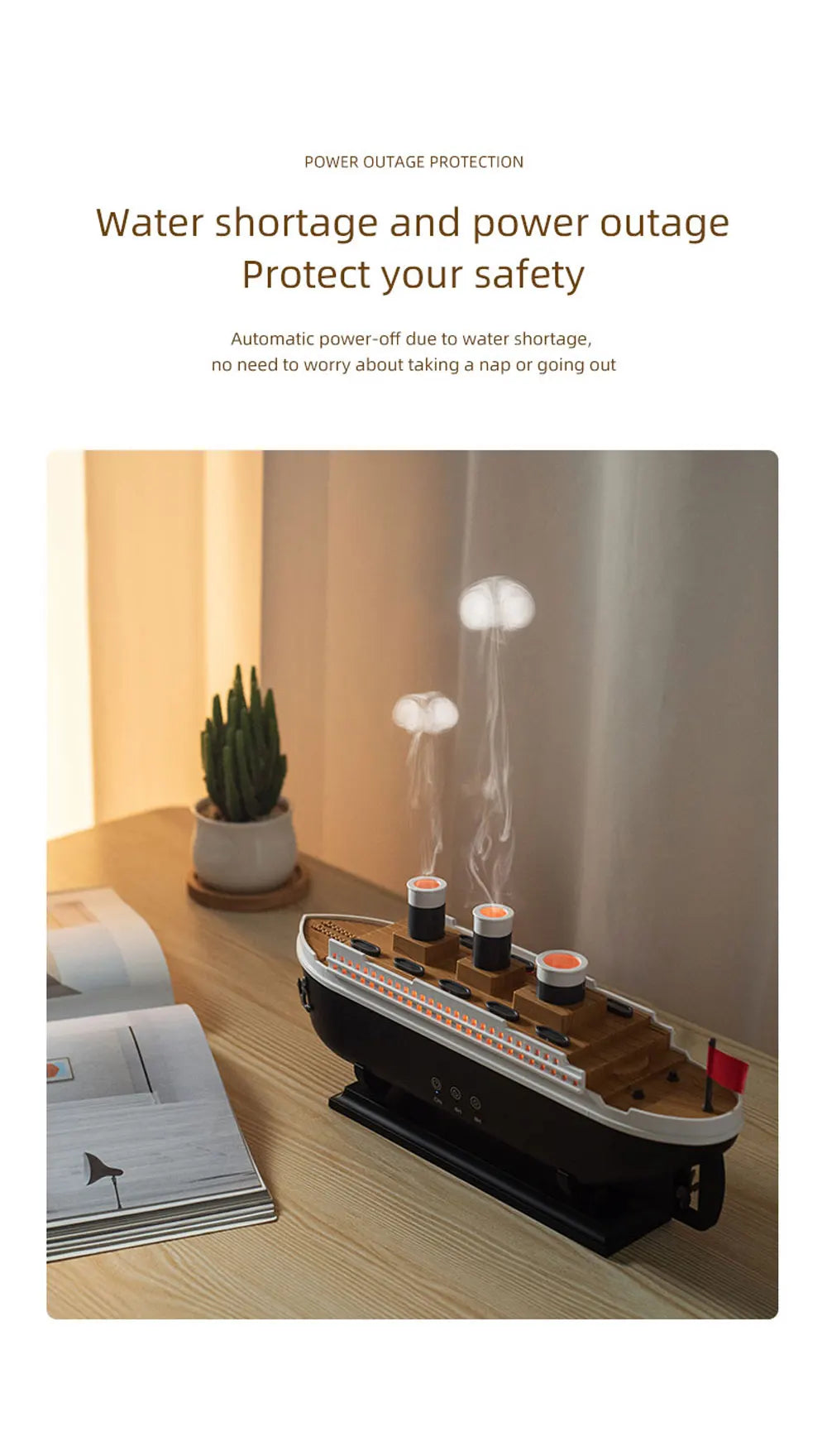 Titanic Ship Model Decoration Air Humidifier 250ml Essential Oil Diffuser Jellyfish Smoke Ring Spray Aroma Diffuser For Home