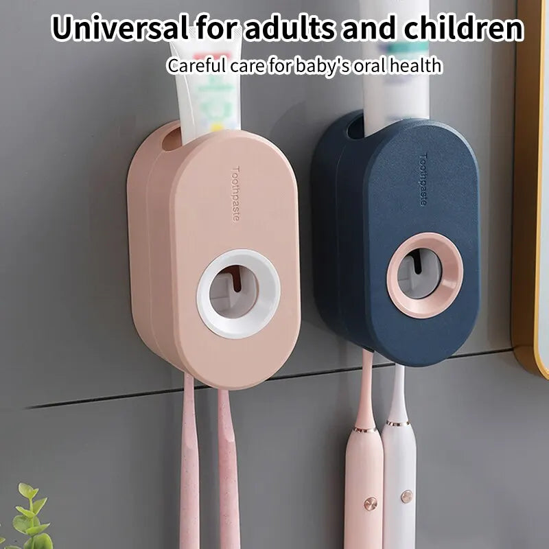 Automatic Toothpaste Squeezer Set Home Wall Bracket Toothbrush Holder Dust-proof Wall-mounted Toothpaste Squeezer