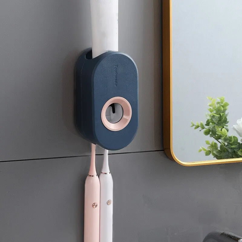 Automatic Toothpaste Squeezer Set Home Wall Bracket Toothbrush Holder Dust-proof Wall-mounted Toothpaste Squeezer
