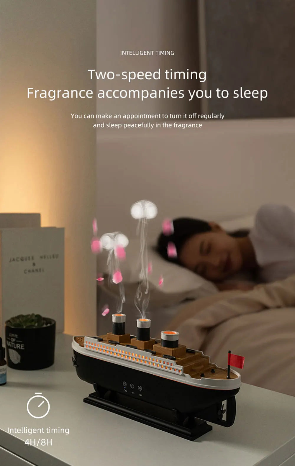 Titanic Ship Model Decoration Air Humidifier 250ml Essential Oil Diffuser Jellyfish Smoke Ring Spray Aroma Diffuser For Home