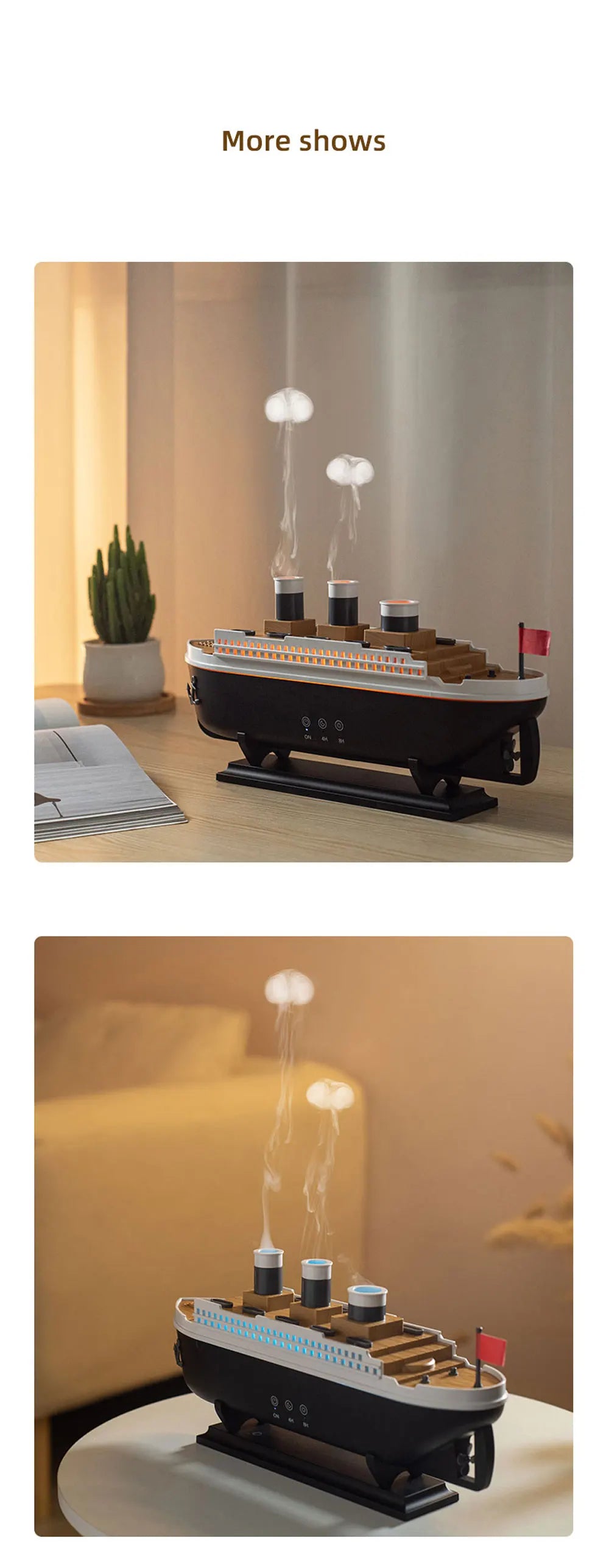 Titanic Ship Model Decoration Air Humidifier 250ml Essential Oil Diffuser Jellyfish Smoke Ring Spray Aroma Diffuser For Home