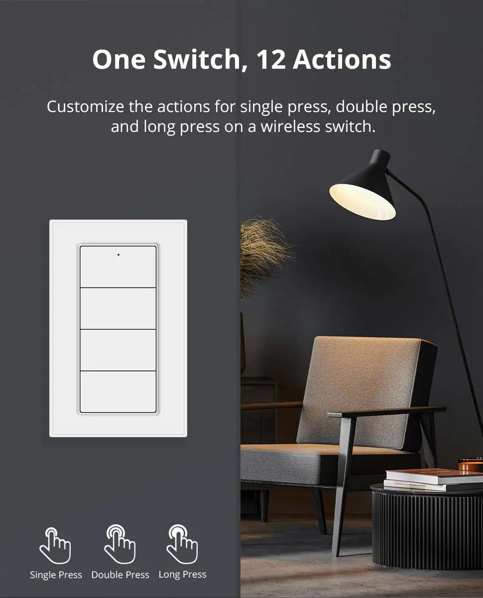 Zemismart 4-Gang Zigbee Wireless Scene Switch,Battery Powered, Compatible with Tuya Home Assistant Homey Hubitat (Hub Required）