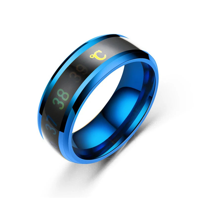 Smart Temperature Ring Titanium Steel Emotion Changes Intelligent Temperature Measuring Rings for Lovers Waterproof Jewelry