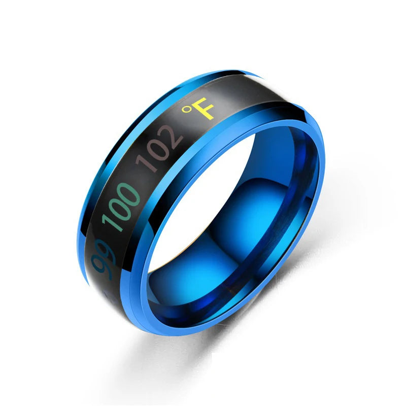 Smart Temperature Ring Titanium Steel Emotion Changes Intelligent Temperature Measuring Rings for Lovers Waterproof Jewelry