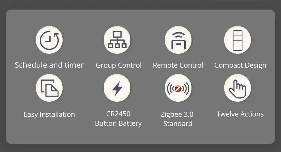 Zemismart 4-Gang Zigbee Wireless Scene Switch,Battery Powered, Compatible with Tuya Home Assistant Homey Hubitat (Hub Required）