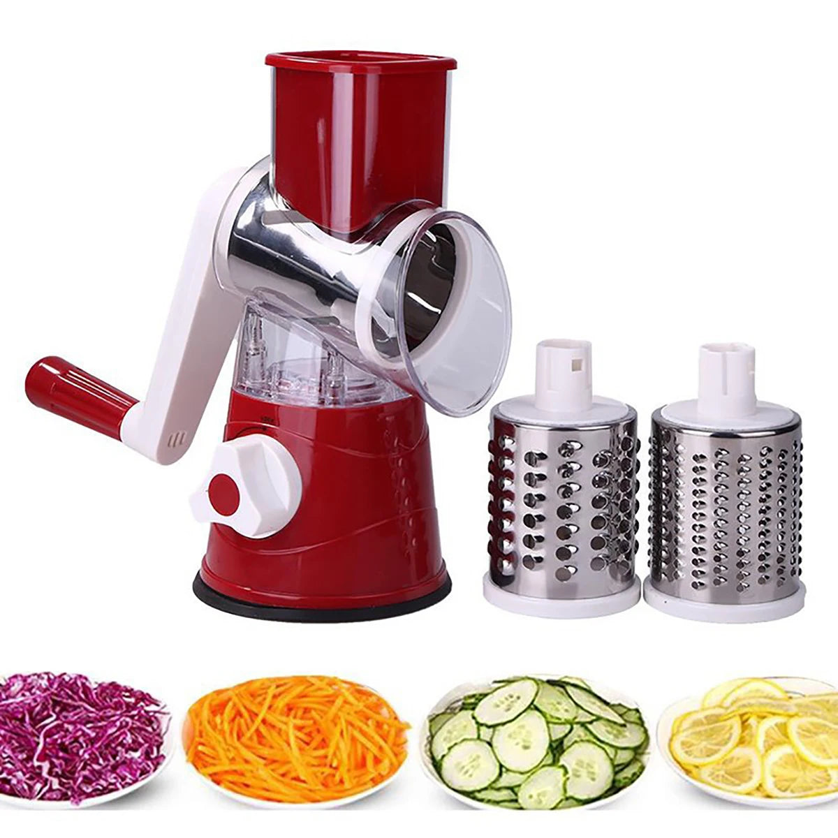 Multifunctional Vegetable Slicer Shredder Cutter Tool 3 Sharp Drums Manual Hand Operated Grater Cheese Peanut Cookie Chopper