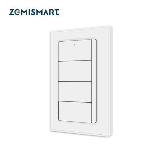 Zemismart 4-Gang Zigbee Wireless Scene Switch,Battery Powered, Compatible with Tuya Home Assistant Homey Hubitat (Hub Required）